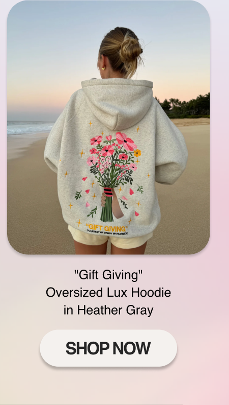 "Gift Giving" Oversized Lux Hoodie in Heather Gray