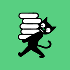cat walking with books in its arms