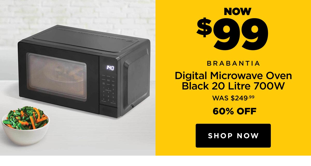 Now $99 Brabantia Digital Microwave Oven Black 20 Litre 700W