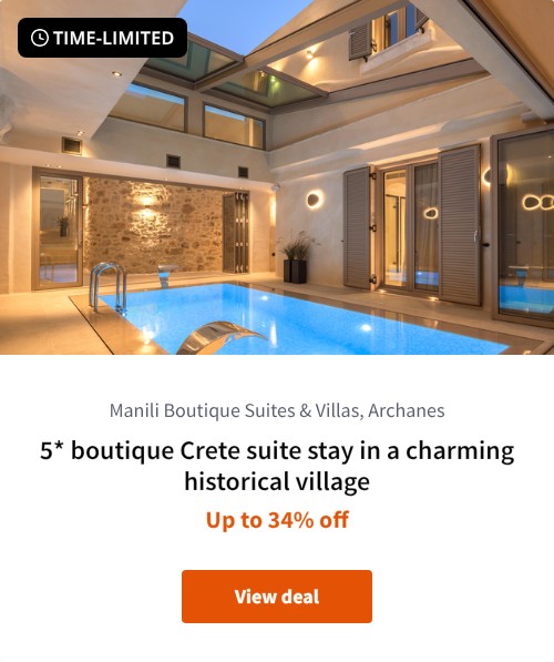 5* boutique Crete suite stay in a charming historical village