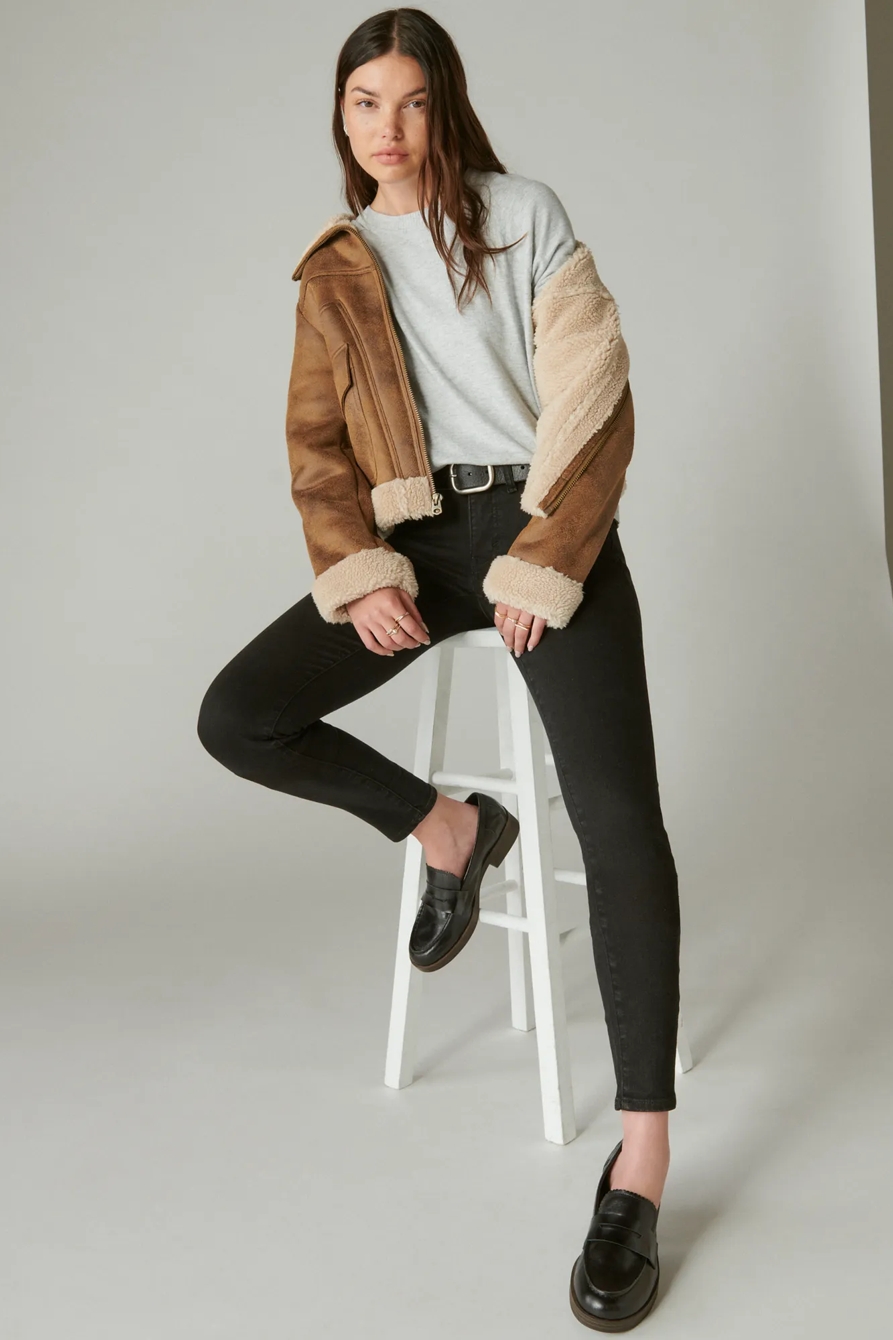 Image of Lucky Brand Mid Rise Ava Skinny - Women's Pants Denim Skinny Jeans in Clean Black