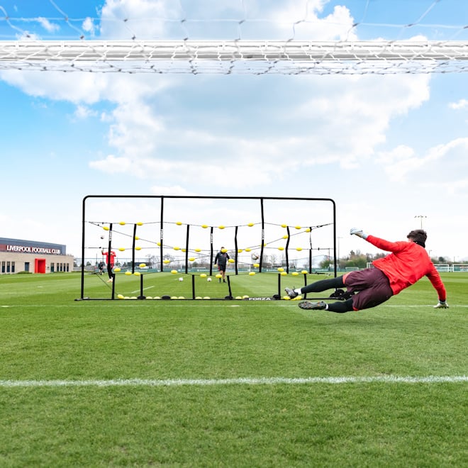 FORZA Large GK Ball Deflector setup during goalkeeper training.