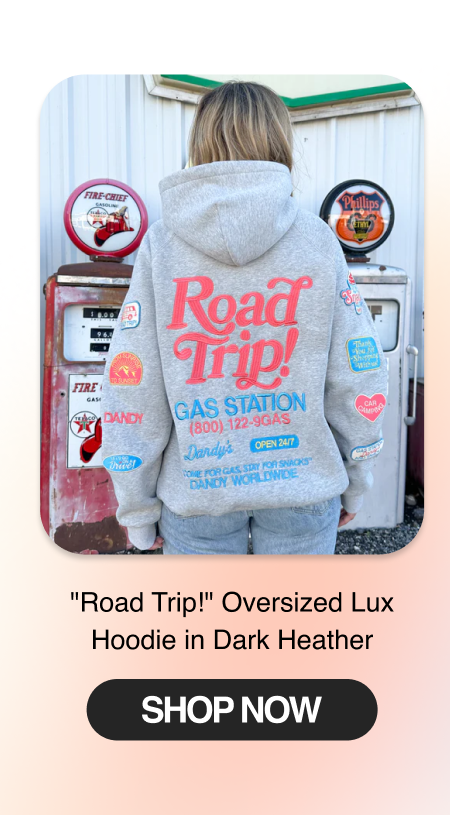 "Road Trip!" Oversized Lux Hoodie in Dark Heather