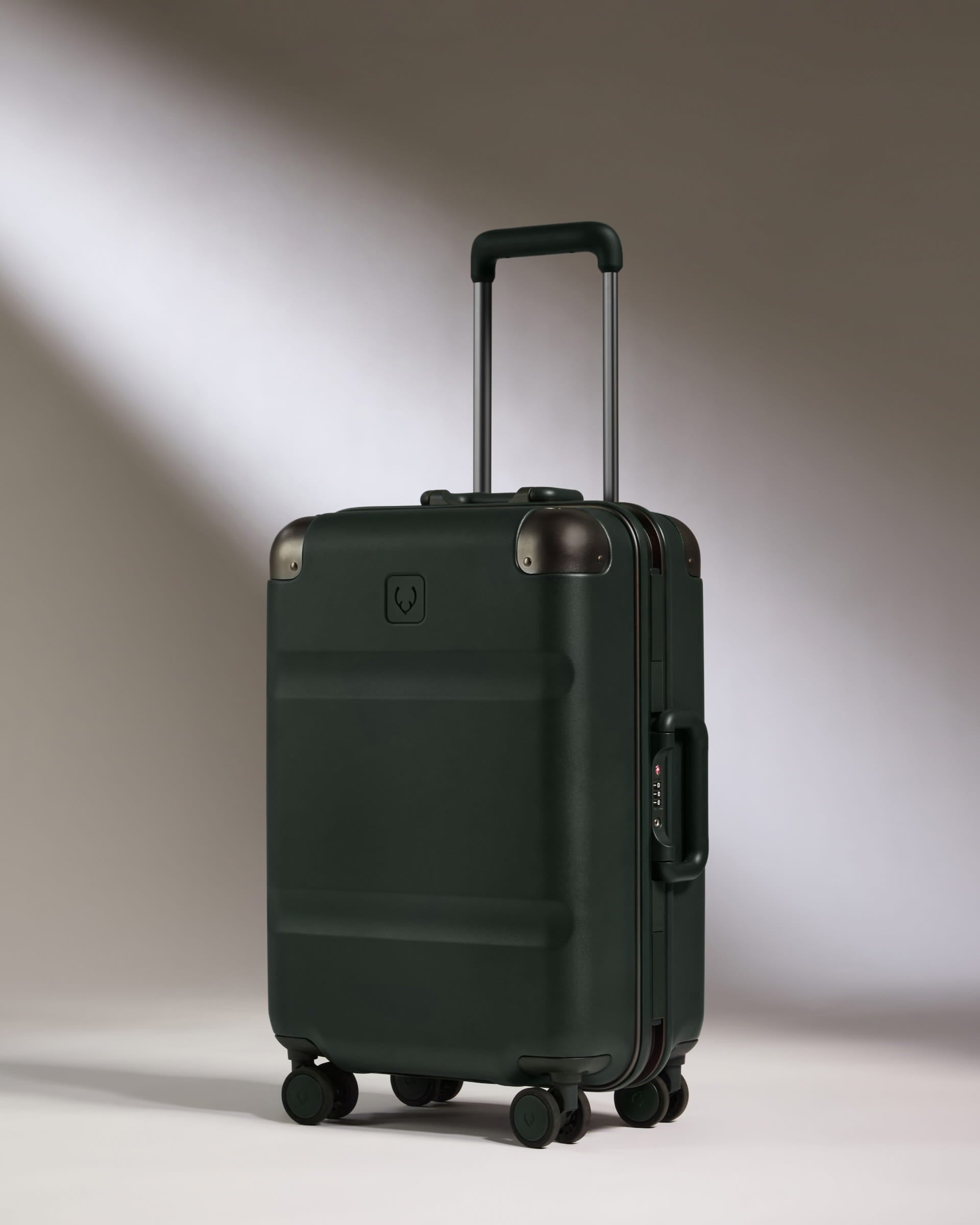 Image of Carry-On Luggage in Dark Forest Green - Heritage Stripe