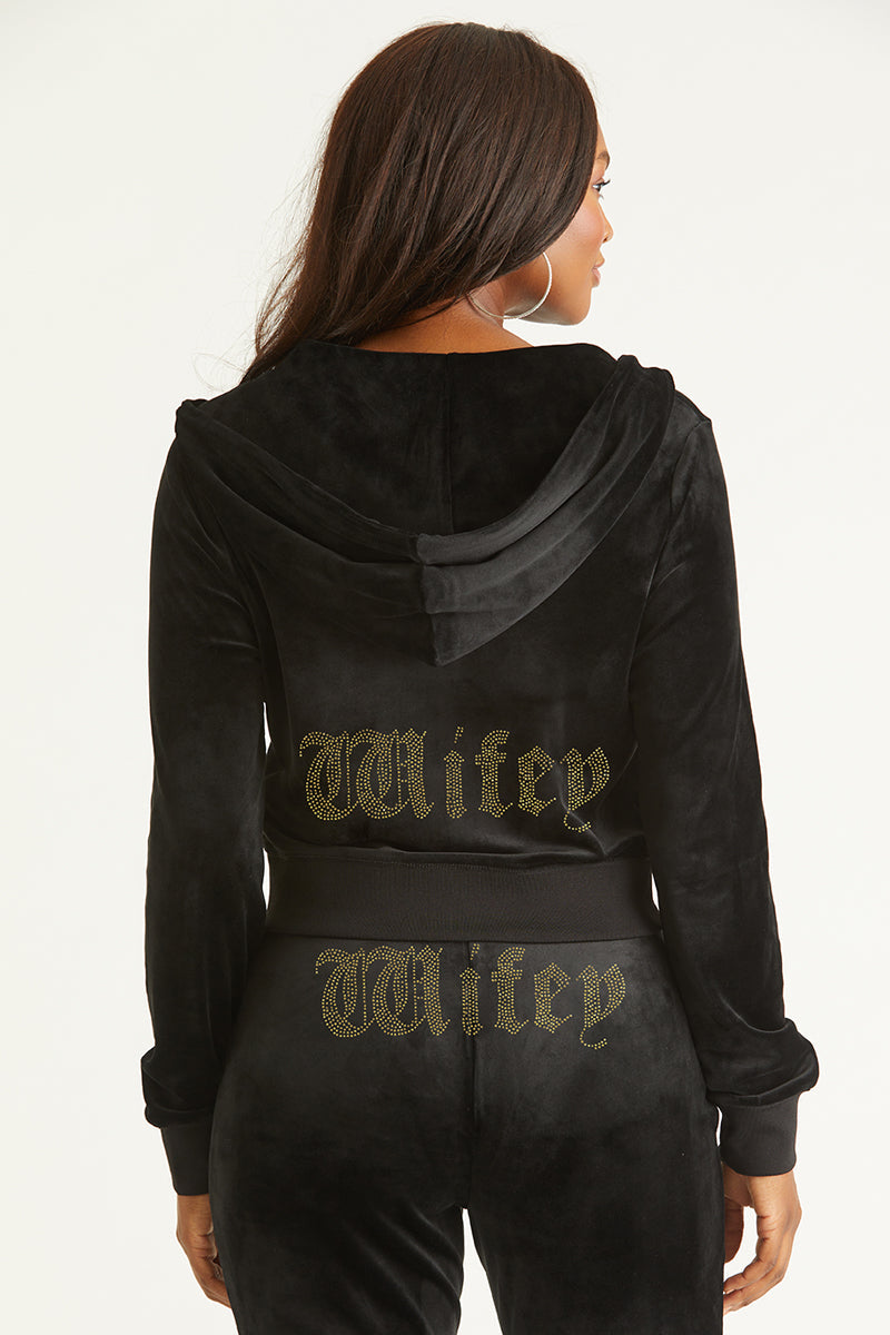 Image of Wifey Customizable Big Bling Velour Hoodie