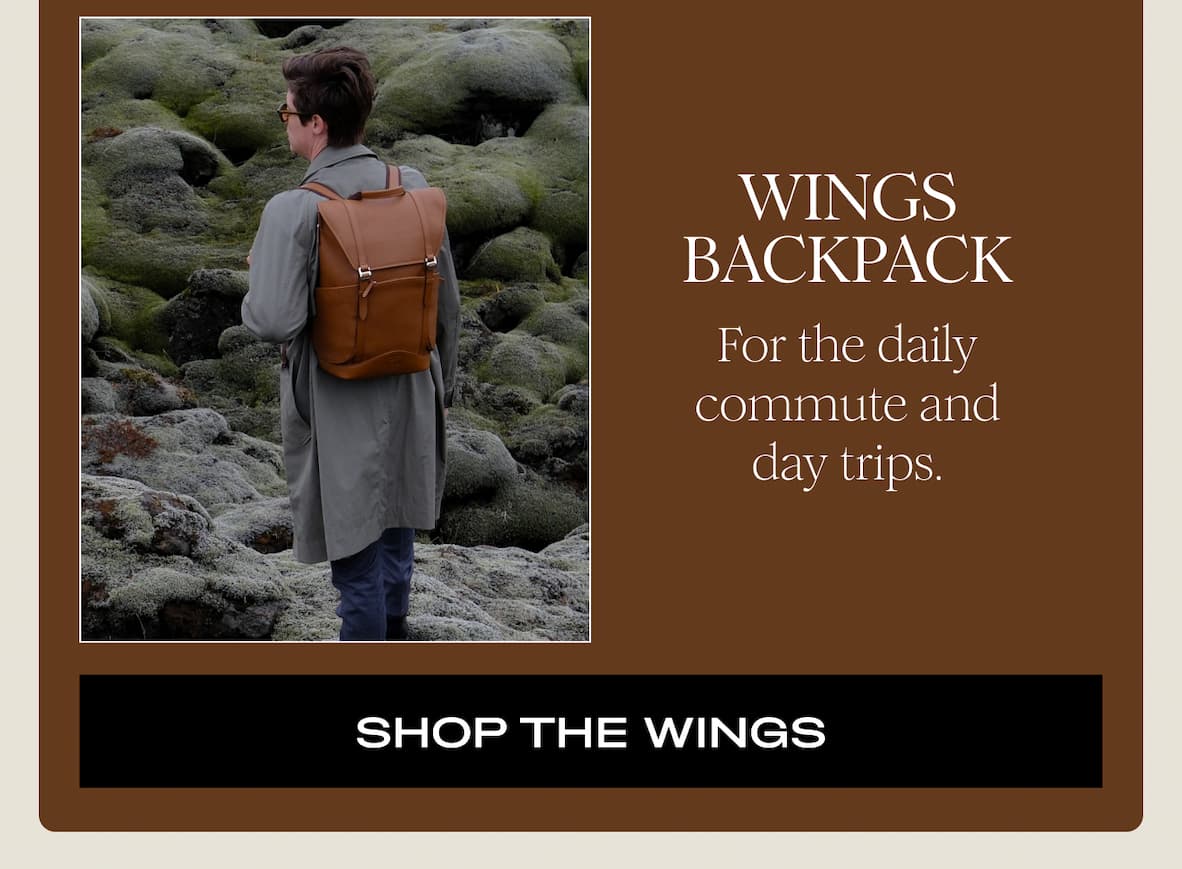 WINGS BACKPACK - For the daily commute and day trips.  I SHOP THE WINGS