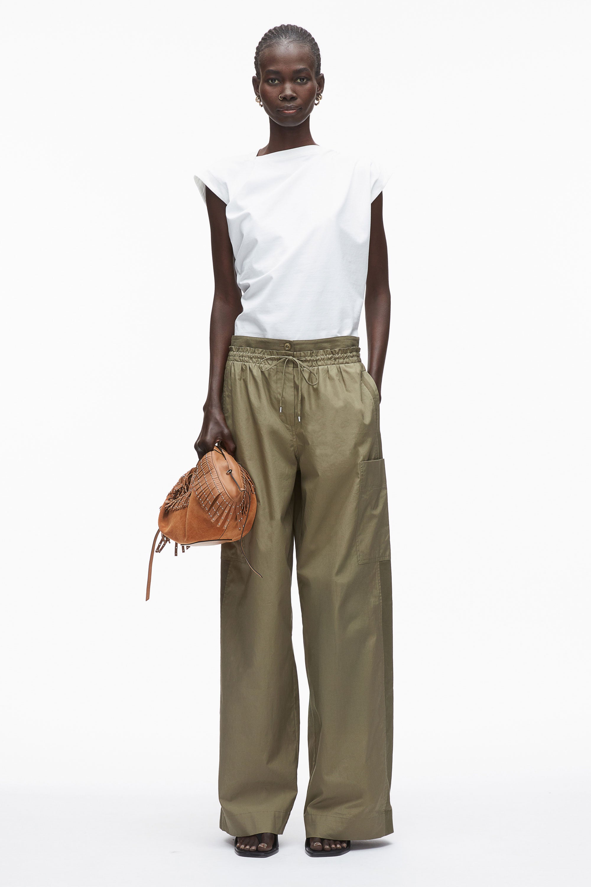 Image of Poplin Double Waistband Pant