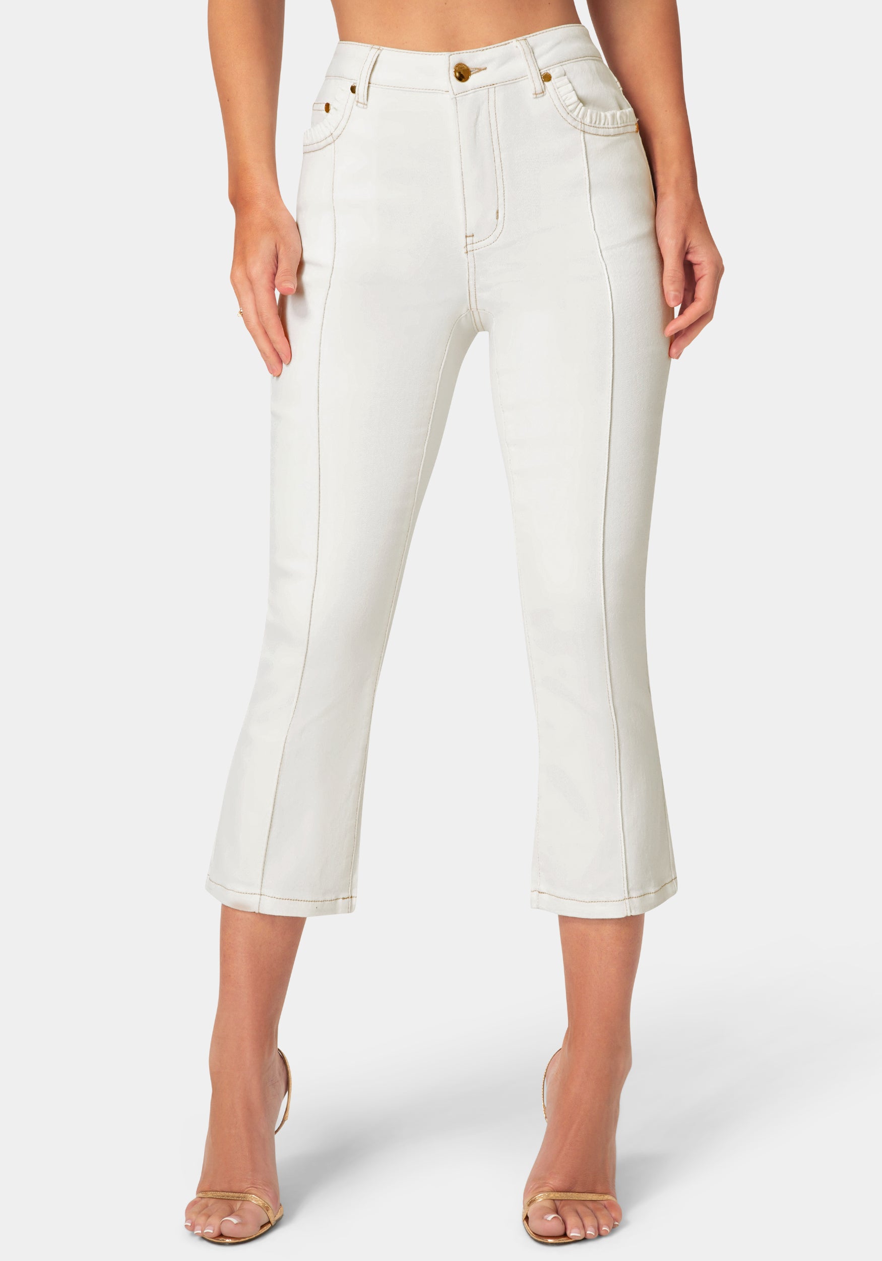Image of Natural Waist Cropped Boot Cut Jeans