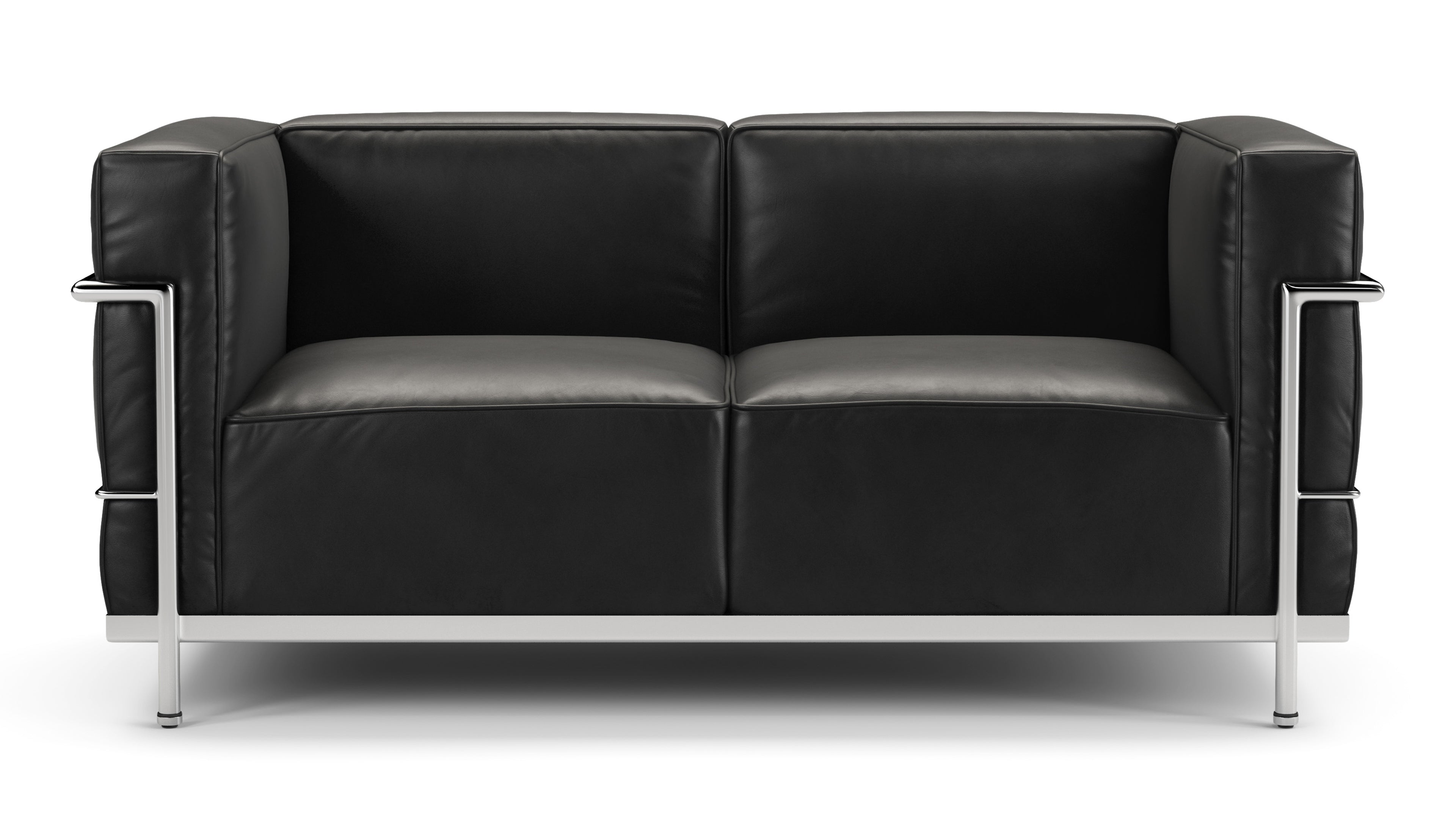 Image of Corbusier - Corbusier Grand Modele Two Seater Sofa, Midnight Black Premium Leather