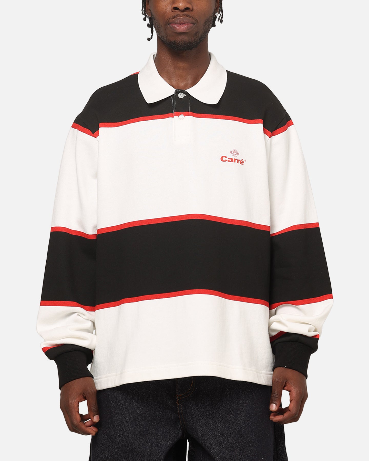 Image of Carre Baseline Rugby Shirt Black Stripe