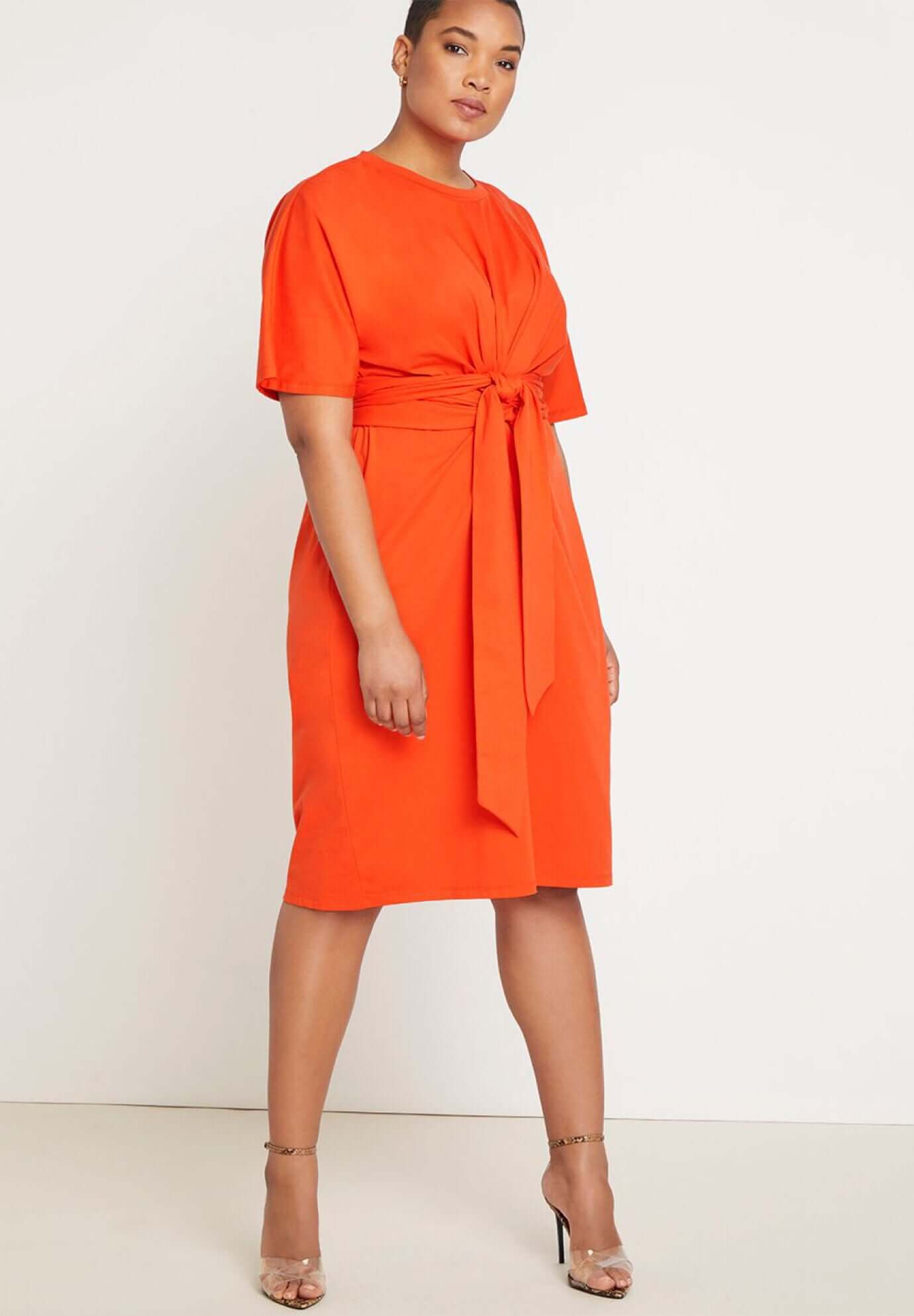 Cross Front Flutter Sleeve Dress﻿