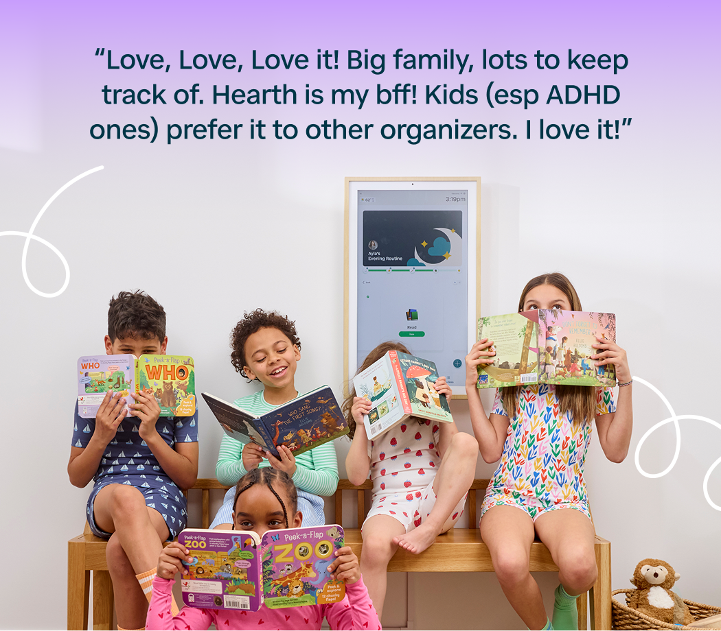Testimonial of Hearth Customer paired with Image of Hearth Kids
