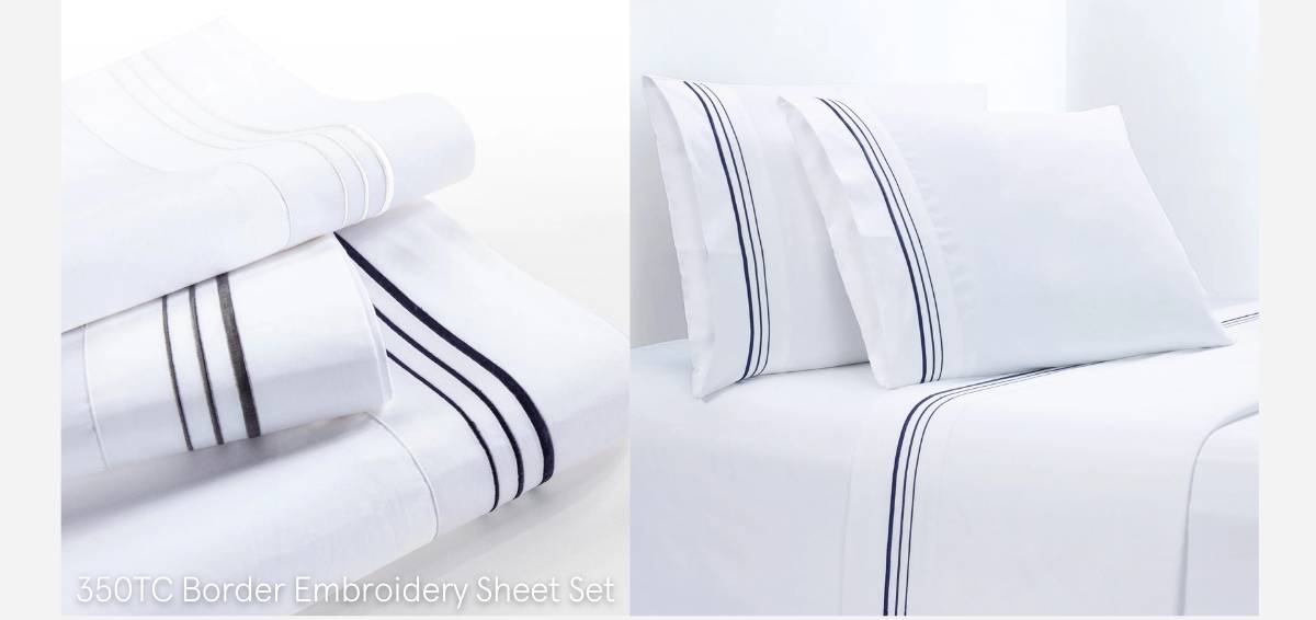 350TC Border Embroidery Sheet Set