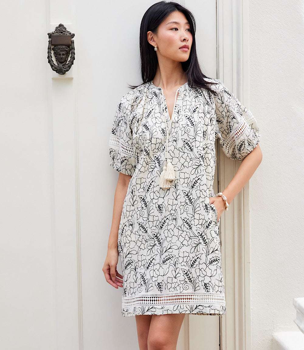 Image of Puff Sleeve Tassel Dress