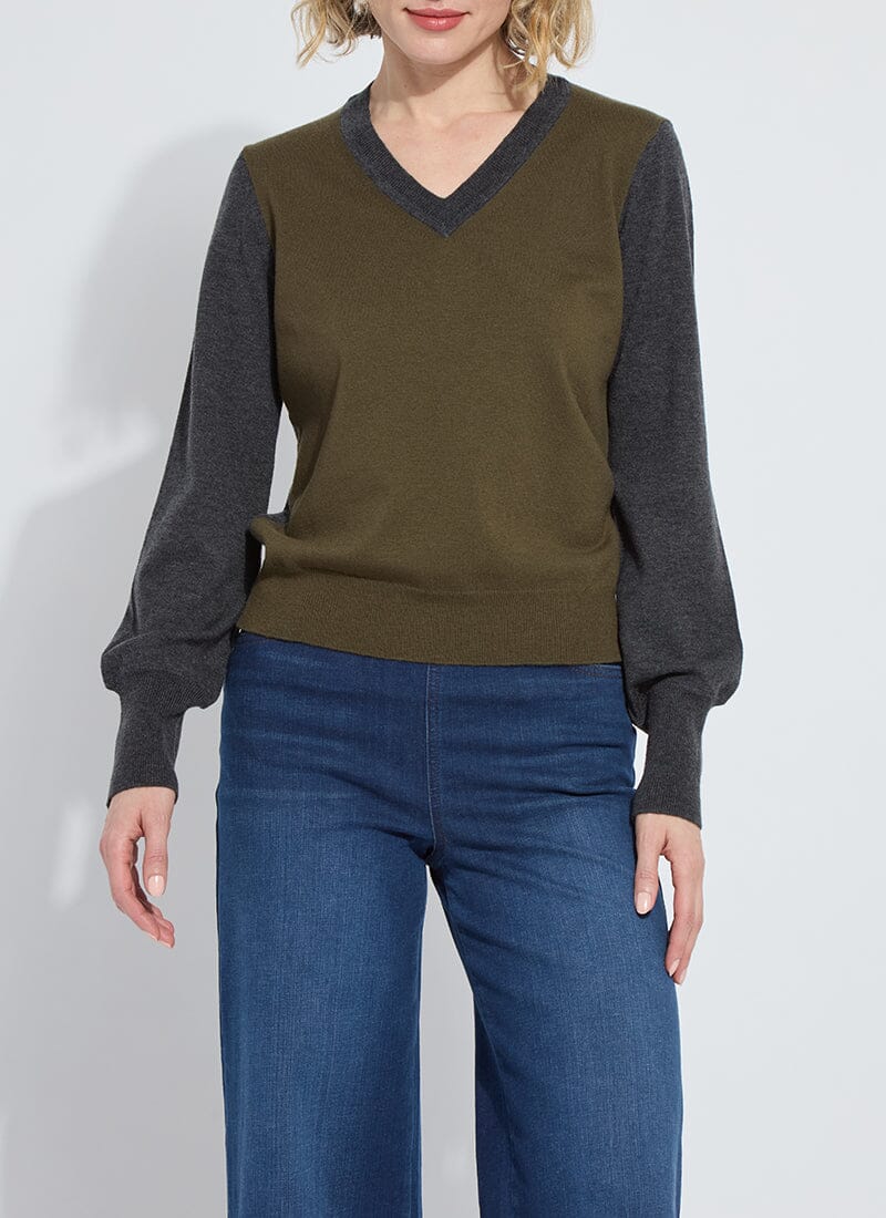 Image of Corinne Washable 100% Merino Wool V-Neck Sweater