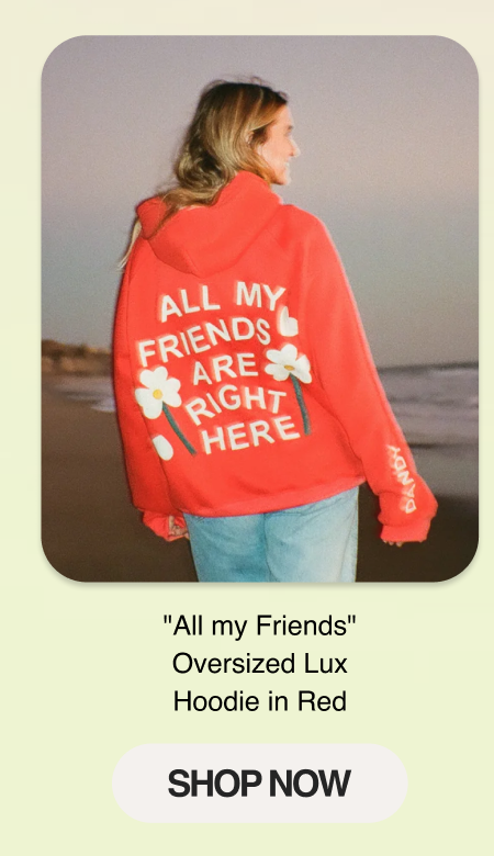 "All my Friends" Oversized Lux Hoodie in Red