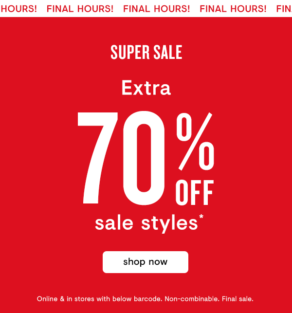 Extra 70% off sale styles