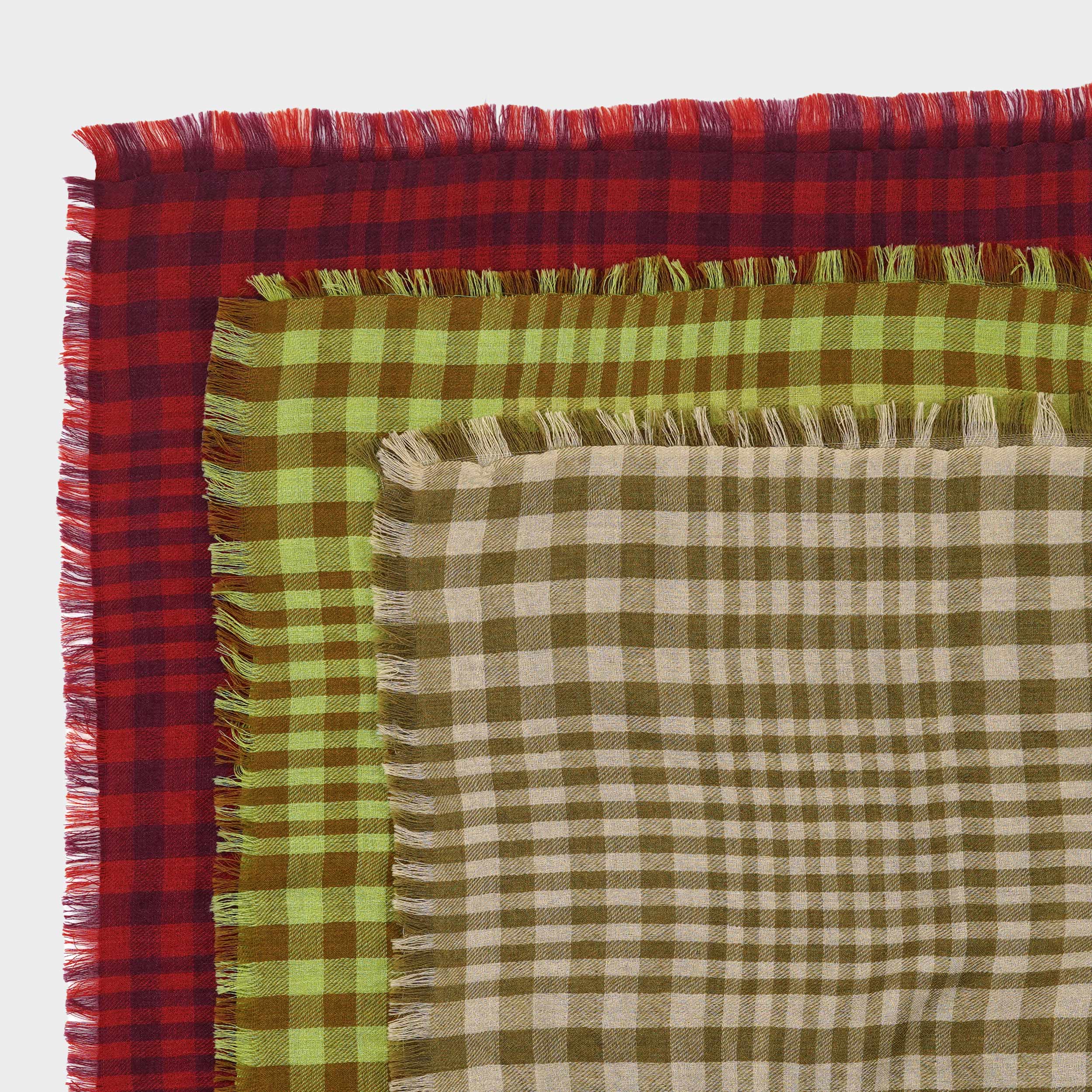 Image of Himalayan Cashmere Hand Spun Kerchief Scarf in Plaid