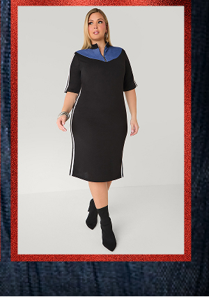 Denim Paneled Bodycon Dress