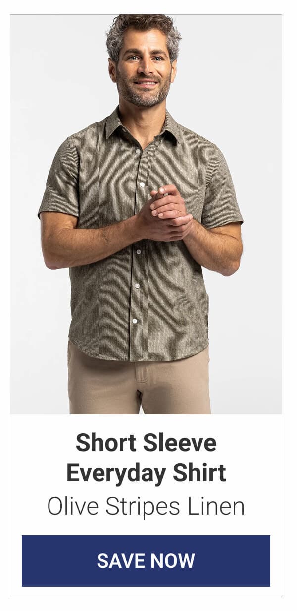 Olive Stripes Linen Short Sleeve Everyday Shirt
