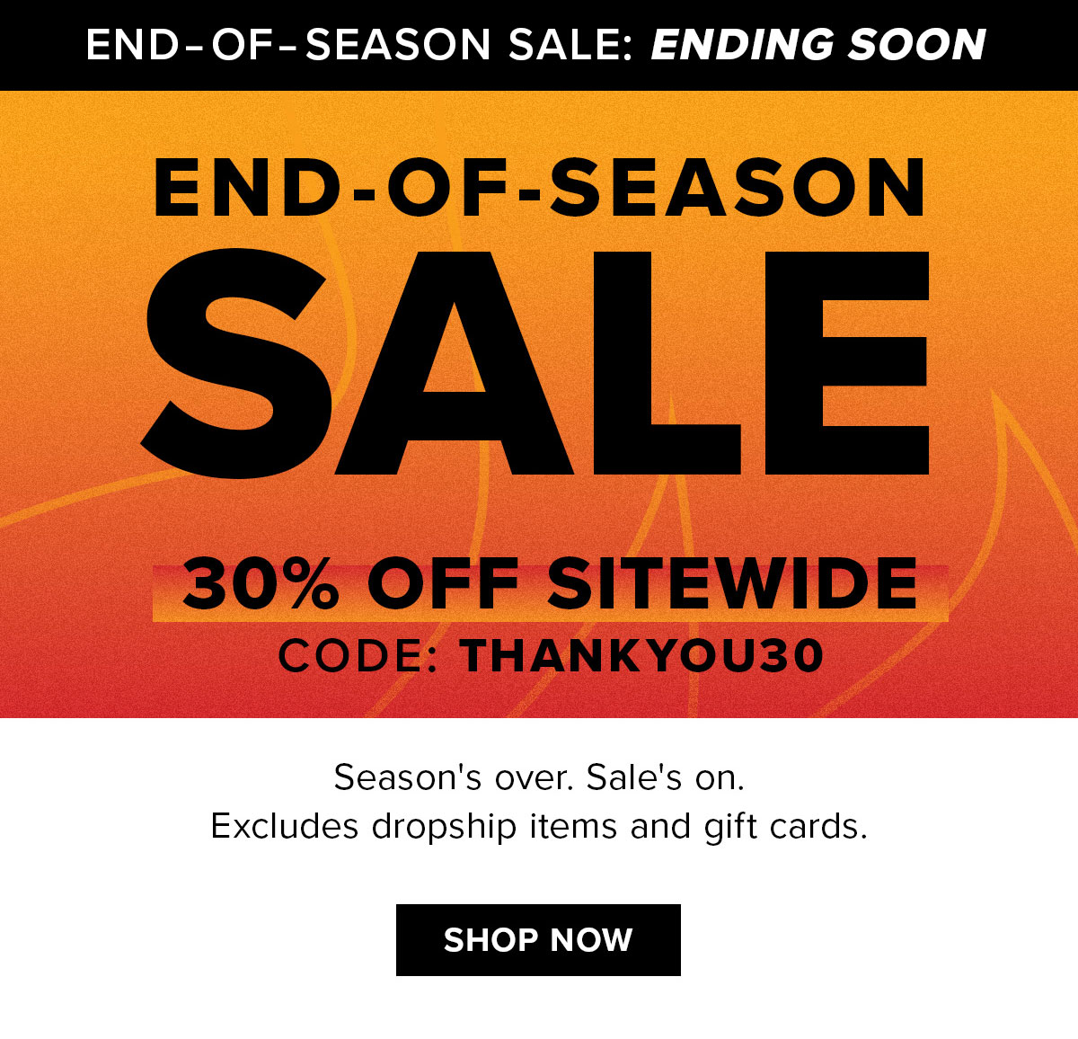 End-Of-Season Sale | 30% Off Sitewide | Use code THANKYOU30