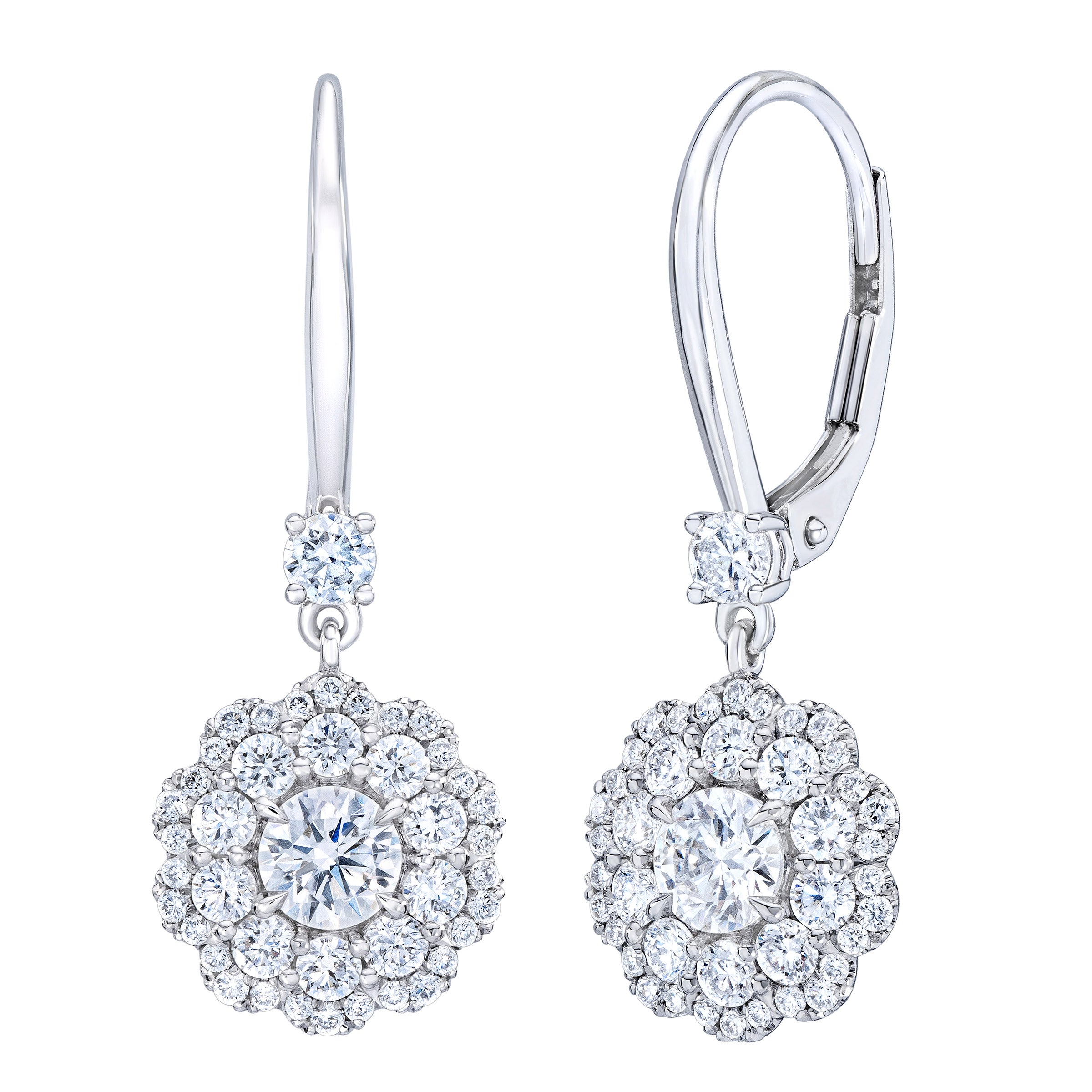 Round Brilliant 1.50 ctw Diamond 14kt White Gold Double Halo Earrings