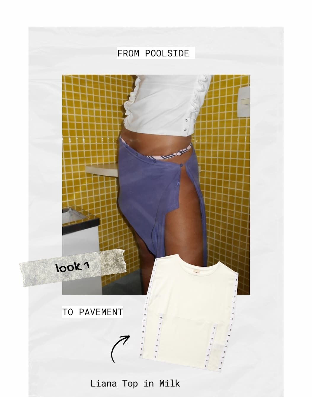 from poolside to pavement  Liana Top in Milk