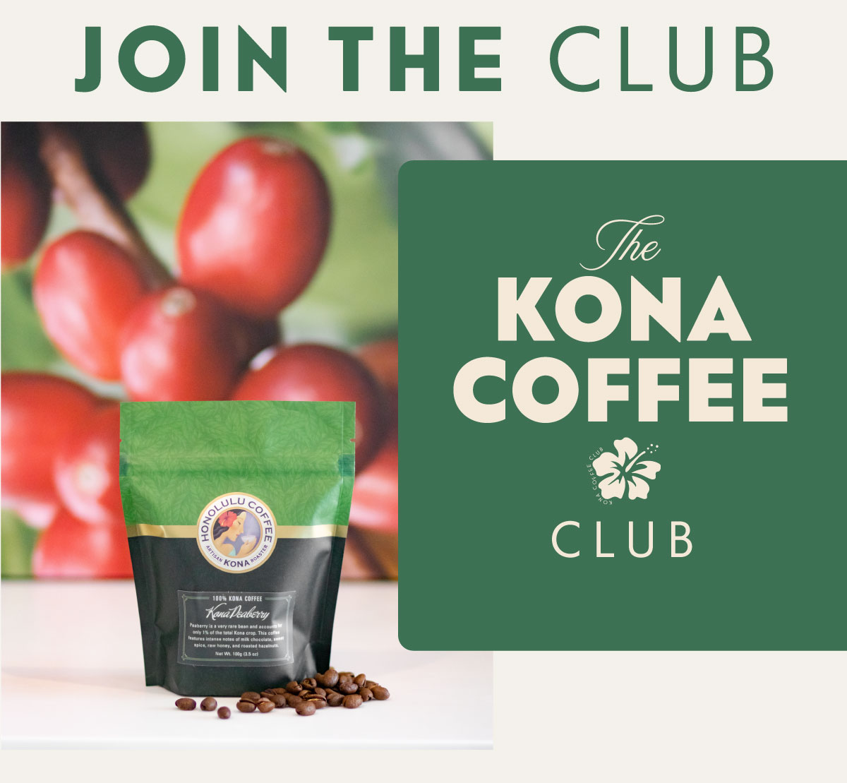 image promoting the "kona coffee club"