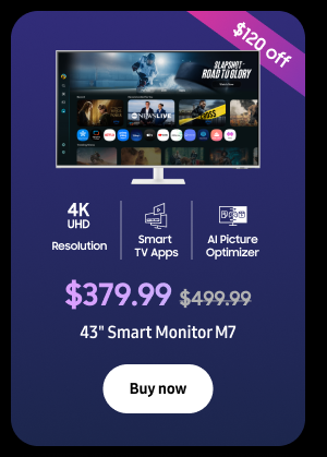 $120 off - $379.99 ($499.99) - 43" Smart Monitor M7 - Buy now