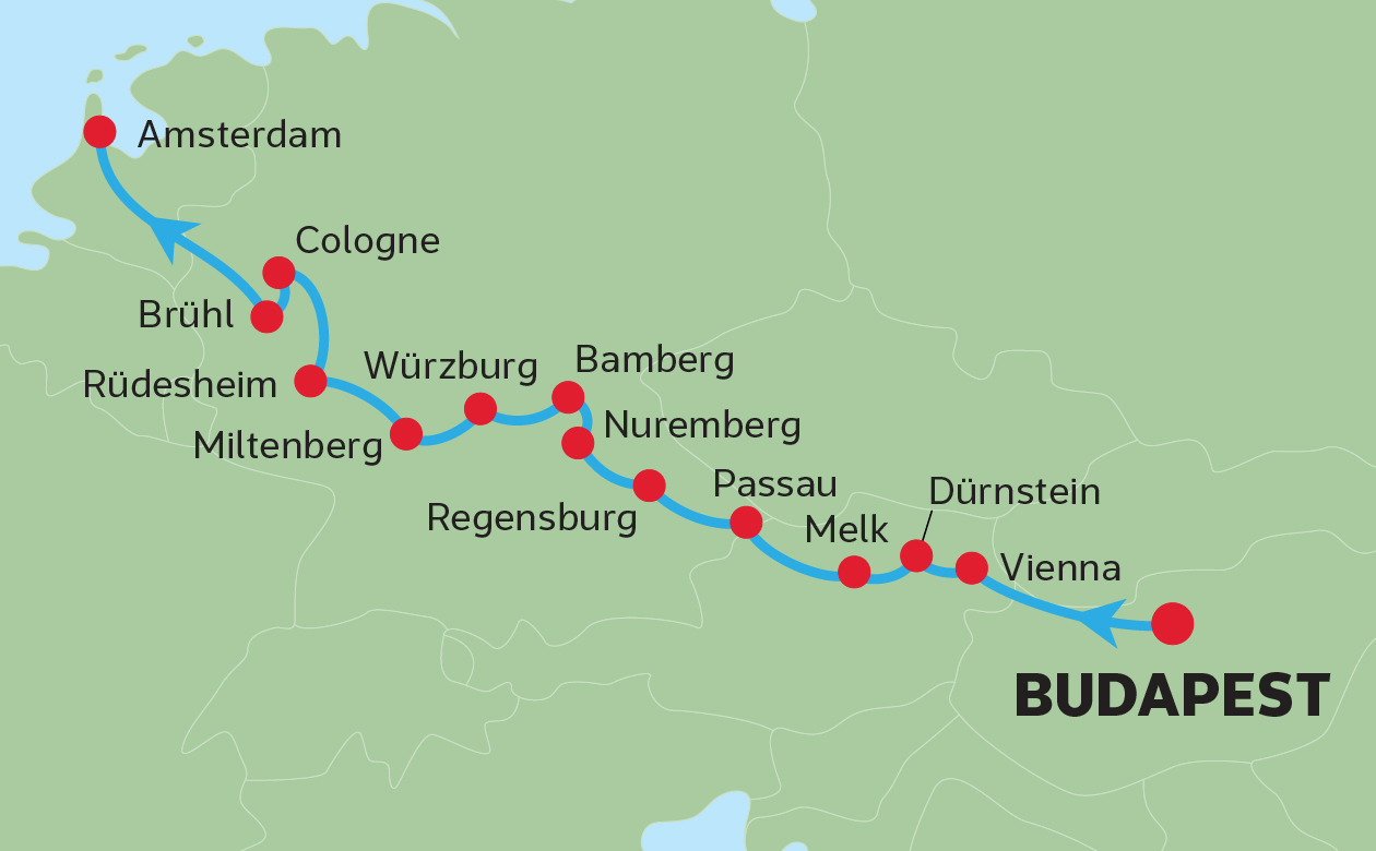 EUROPEAN GEMS<br>RIVER CRUISE MAP