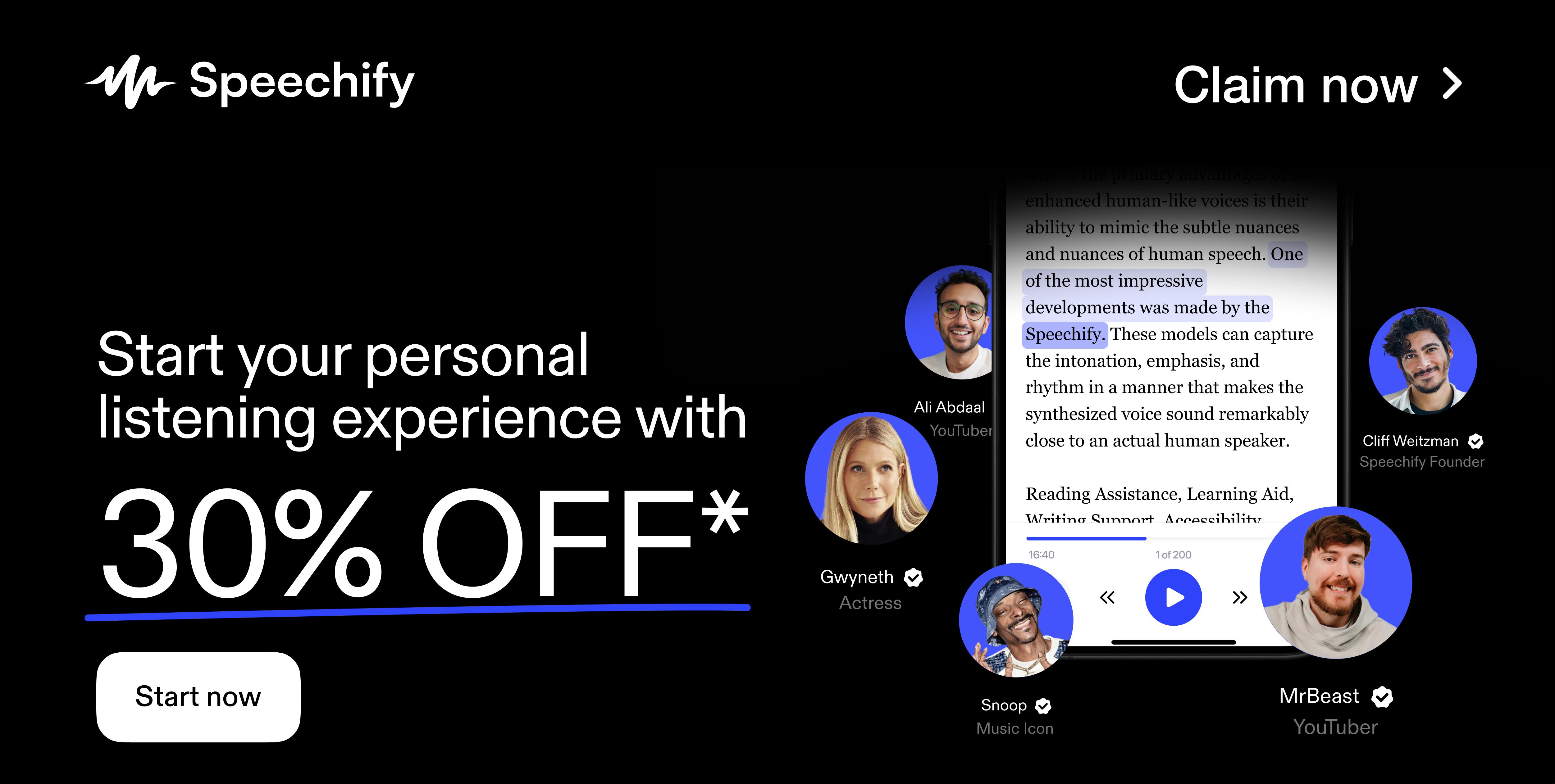 Start your personal listening experience with 30% OFF*