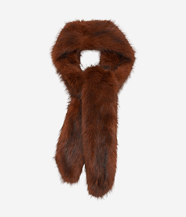 Col effet fourrure marron