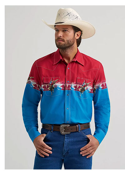 Men's Checotah® Long Sleeve Western Snap Horizontal Print Shirt