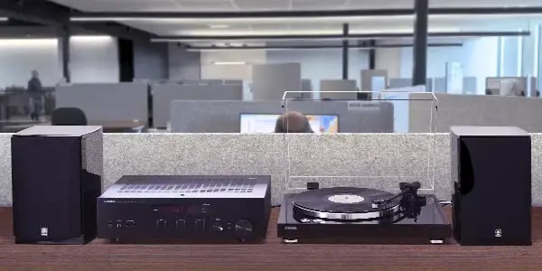 Yamaha audio gear in an office