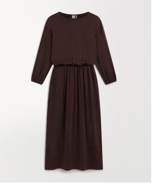 Gathered Waist Silk Dress