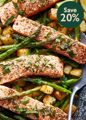 Salmon & asparagus traybake