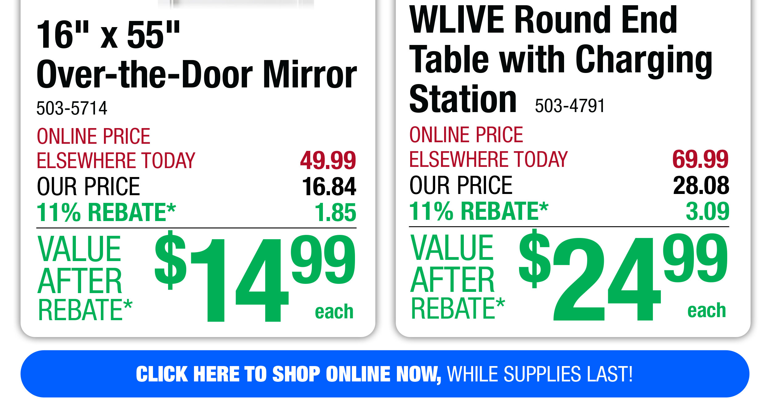 WLIVE Round End Table with Charging Station - ONLY $24.99 After Rebate*!