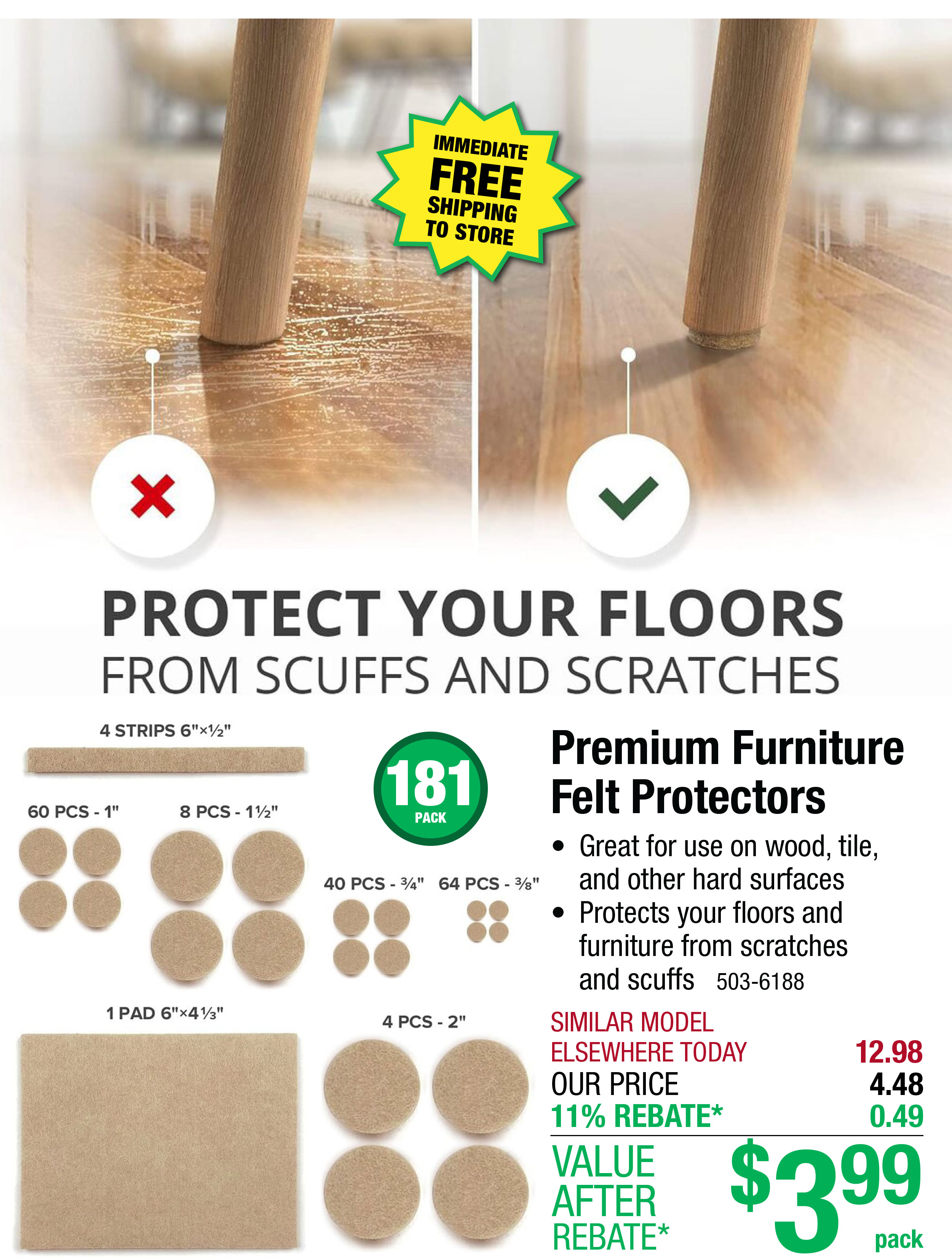 Premium Furniture Felt Protectors - ONLY $3.99 After Rebate*!