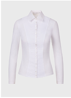 White Pleated and Tailored Blouse in Pima Jersey