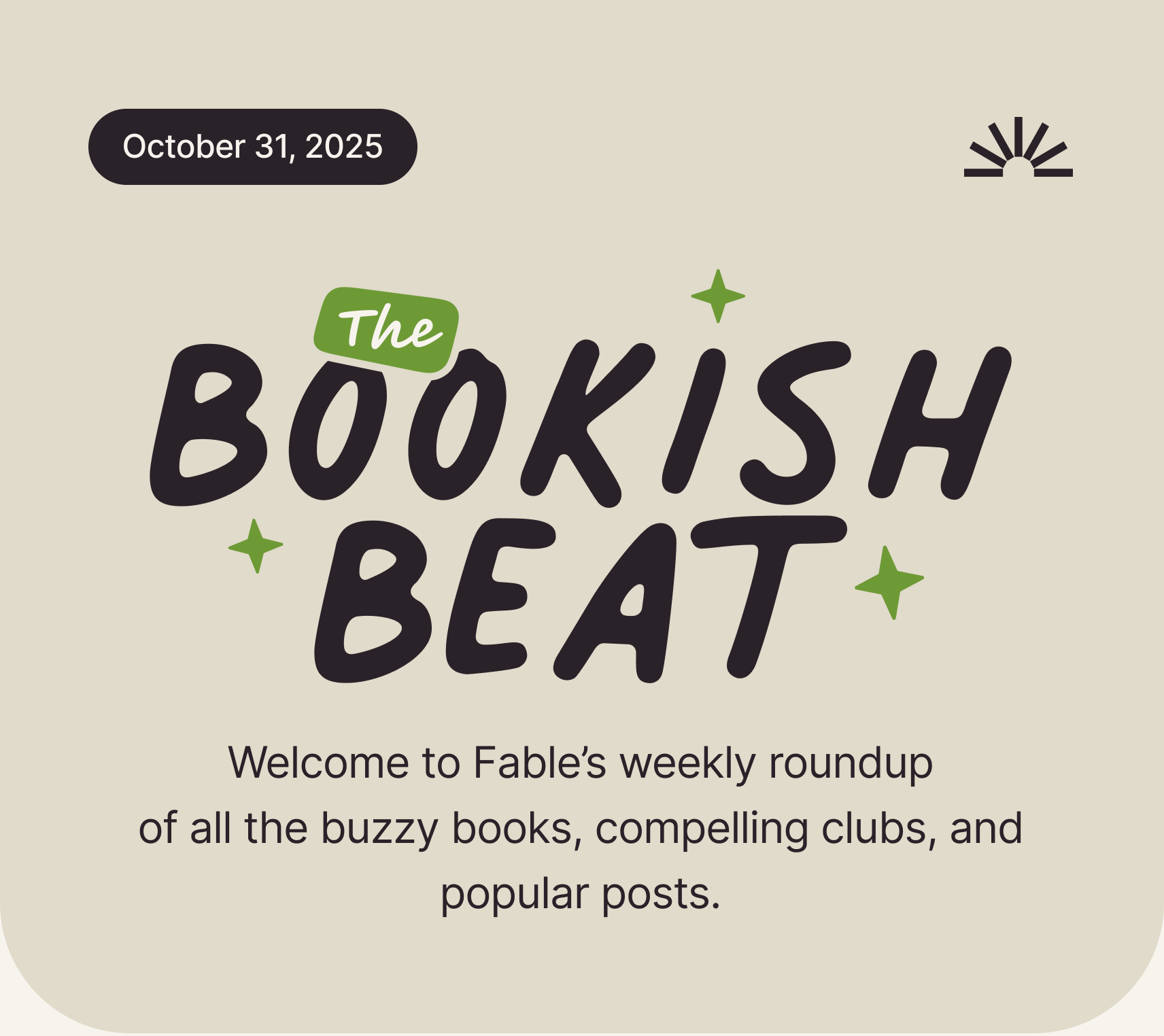 October 31, 2025 Bookish Beat