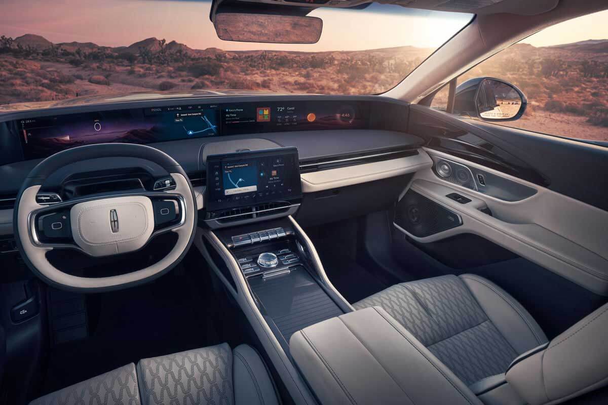 The interior dashboard of the 2024 Lincoln Nautilus&reg; SUV is seen from the driver’s seat.