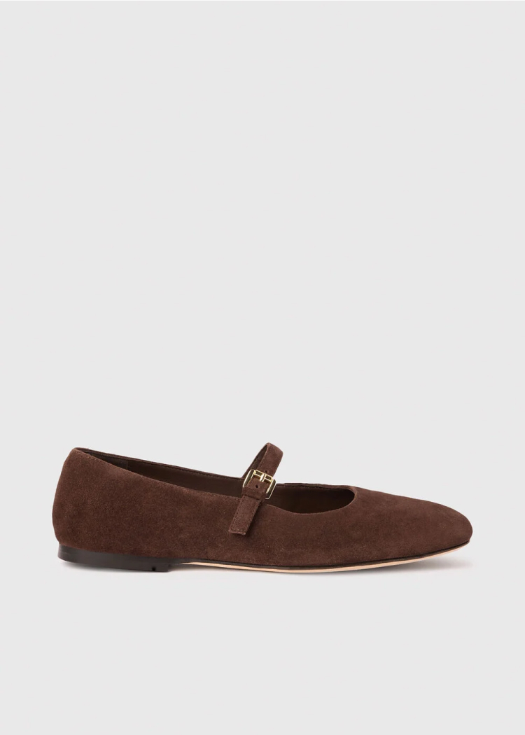 Chocolate Suede Mary Jane Ballet Pump
