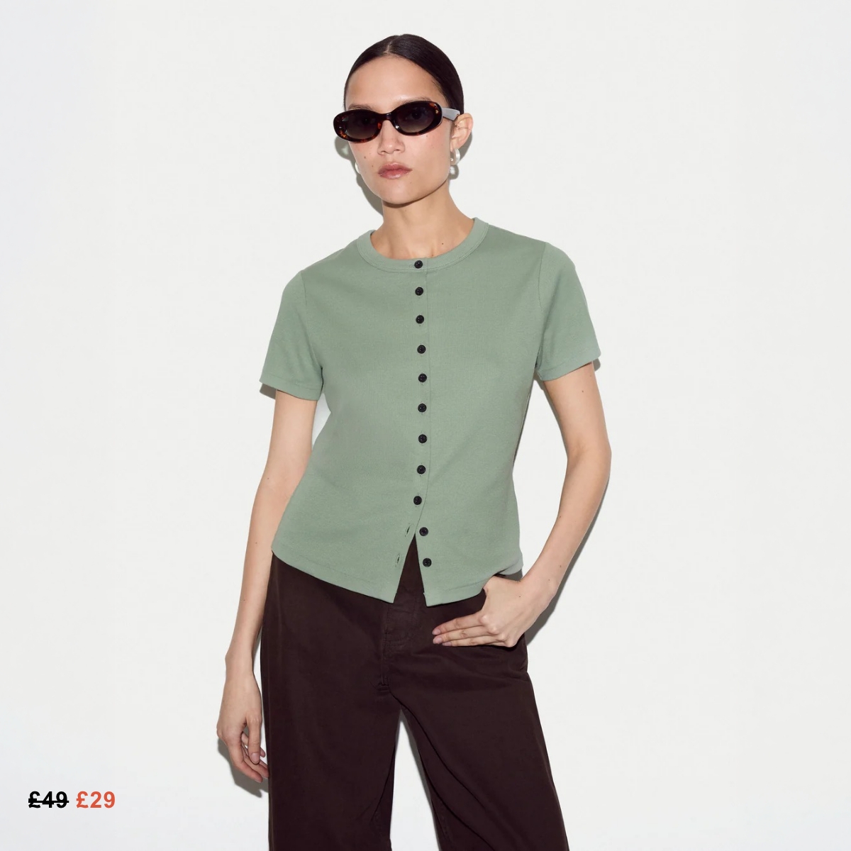 Fine Rib Baby Button T-shirt