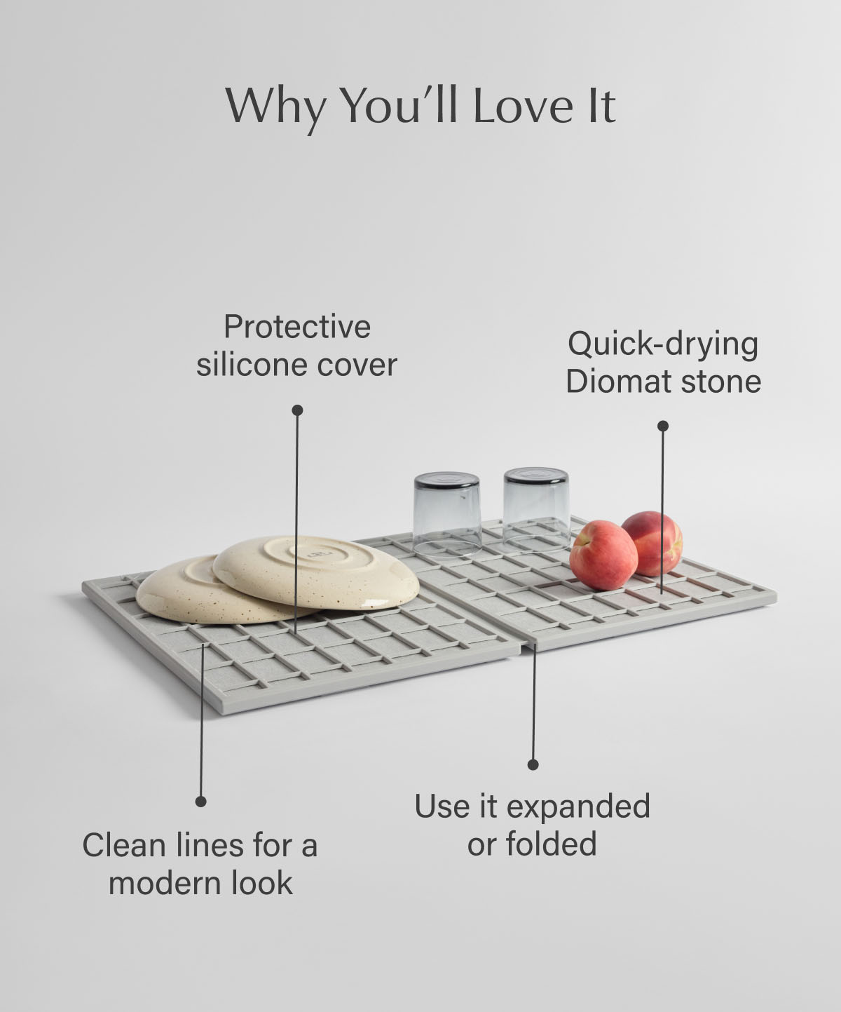 Kitchen mat with Diomat stone and items.
