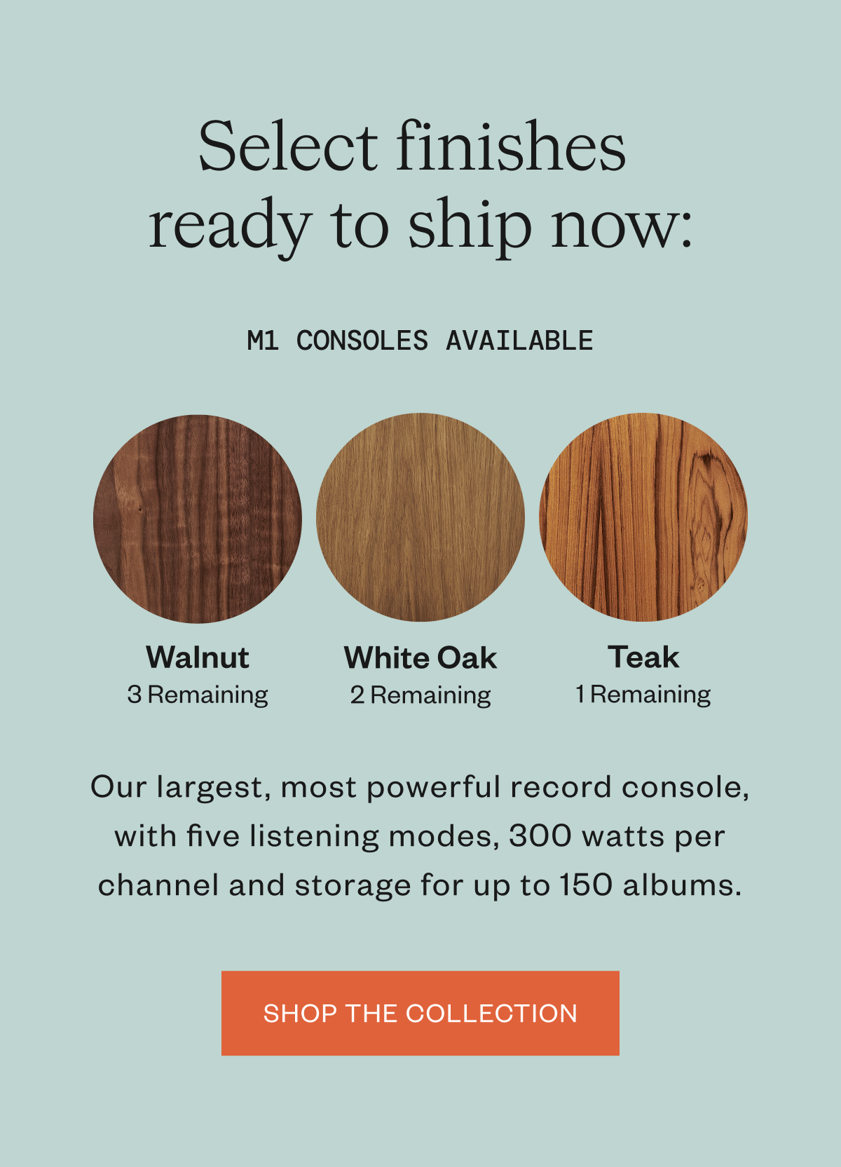 Select finishes ready to ship now.