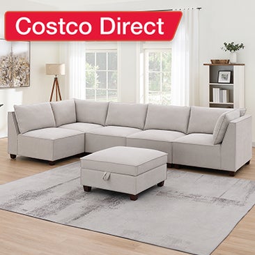 Marven 6-Piece Fabric Modular Sectional with Storage Ottoman