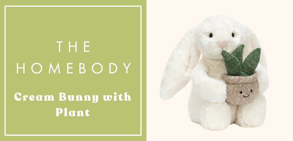 Cream Bunny with Plant