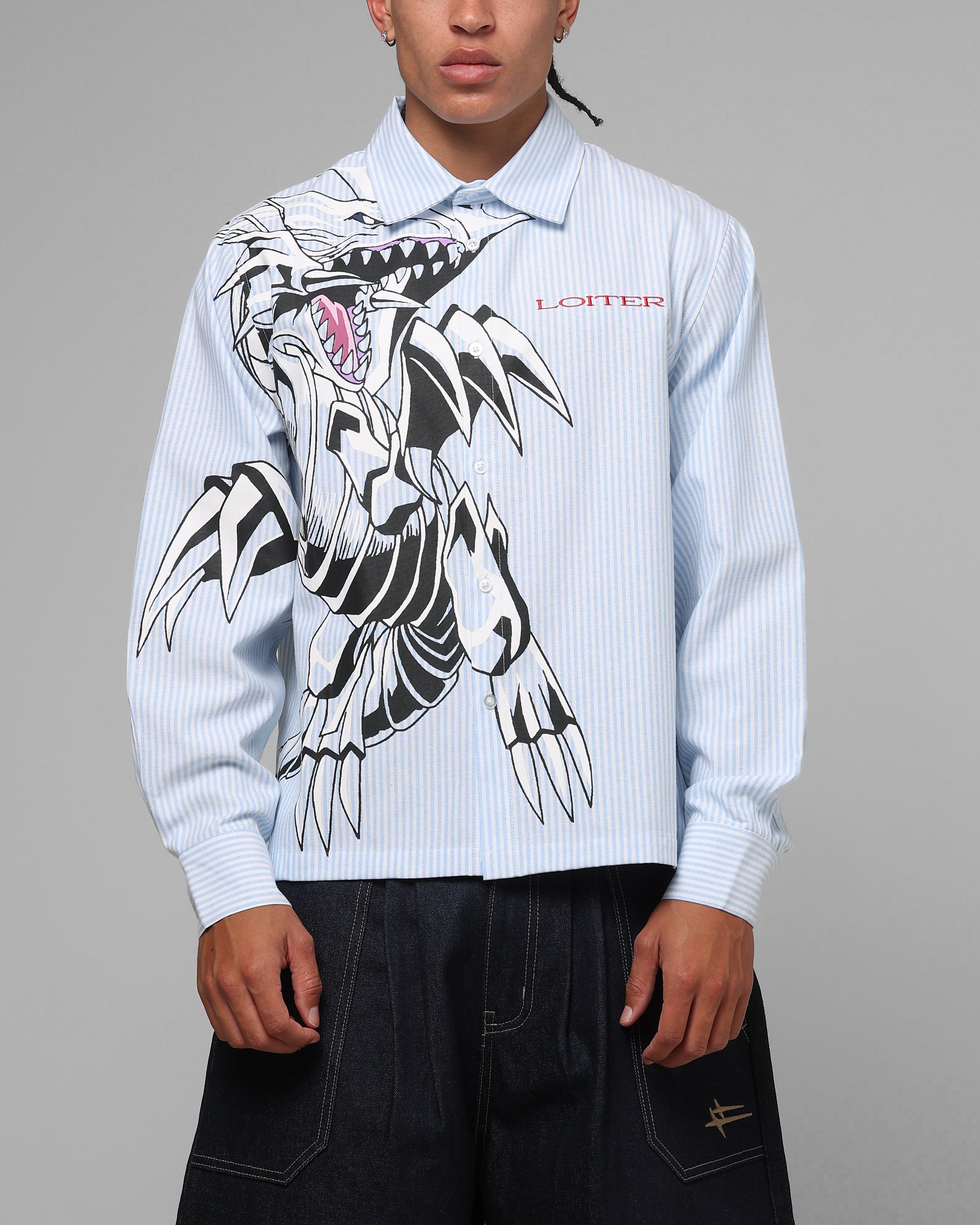 Image of Loiter Blue Eyes Button Up Shirt Blue Stripe