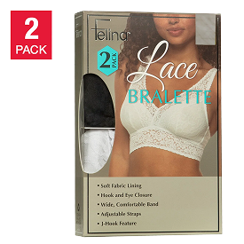 Felina Women's Lace Bralette, 2-Pack