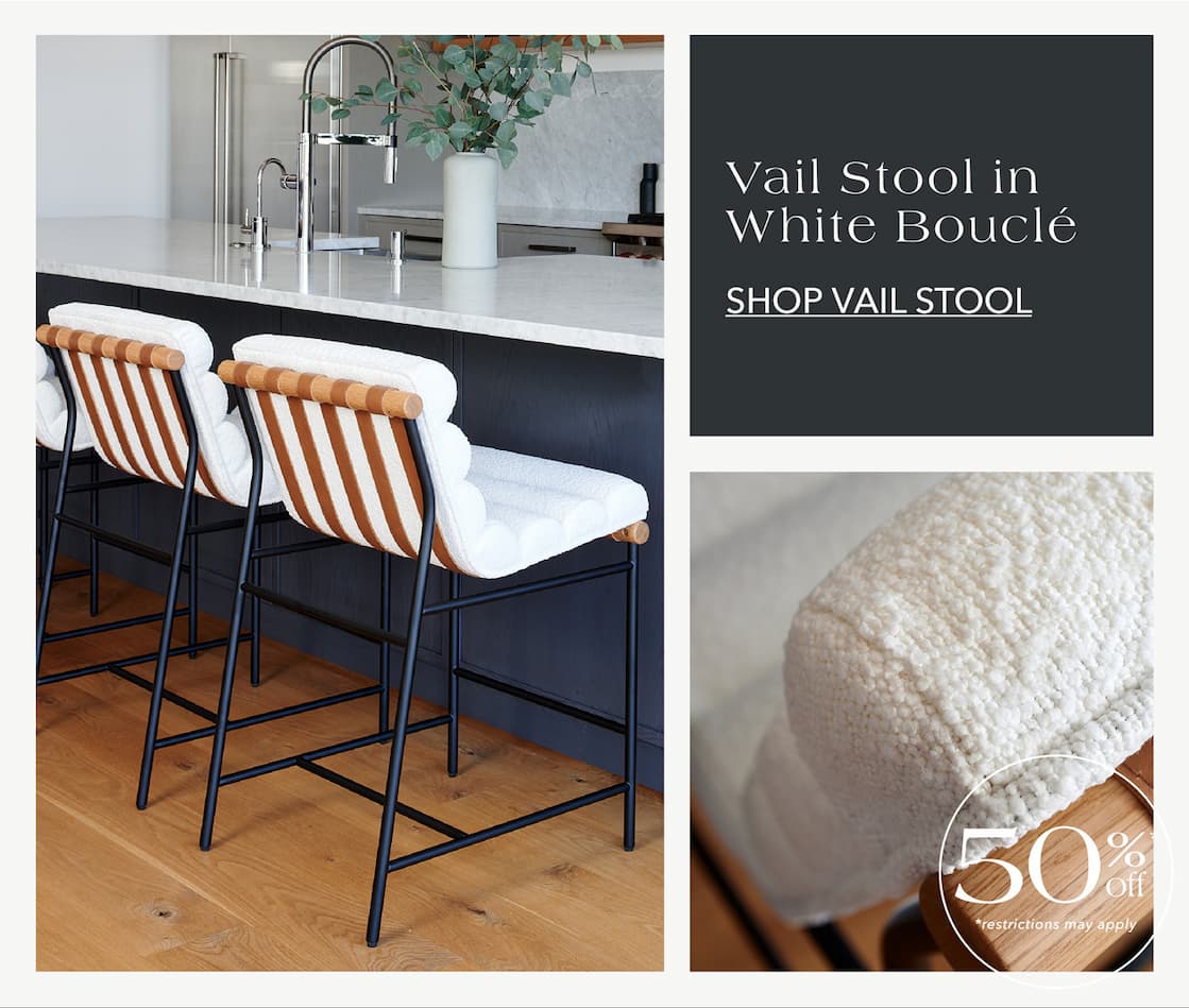 Vail Stools in White Boucle